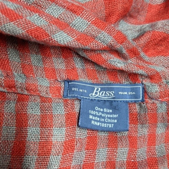 Bass Infinity Scarf Reversible One Size Plaid Red / Grey Wrap Neckwear Unisex - Picture 6 of 6